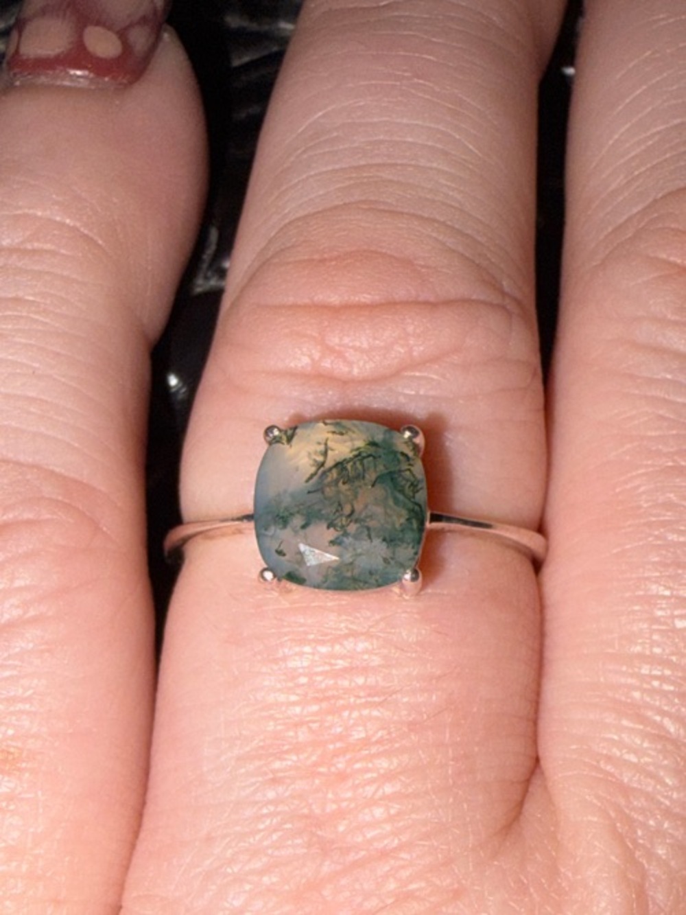 Moss Agate Sterling Silver Ring